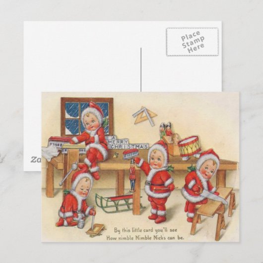 Elves Making Toys Postkarte (Vorne/Hinten)