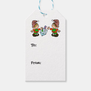 Elves mit Dreidel-Chrismukkah-Gift-Tag Geschenkanhänger