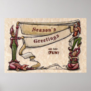 Elves Season's Greetings Poster