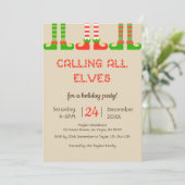 Elves Weihnachtsfeier Einladung (Stehend Vorderseite)