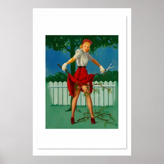 Elvgren940s Pin-Up Girl Trim Limbs Yardwork Poster (Vorne)