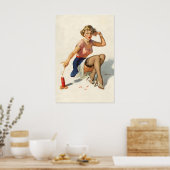 Elvgren Sexy PinUp Girl This Doesn't Keep the Cha Poster (Küche)