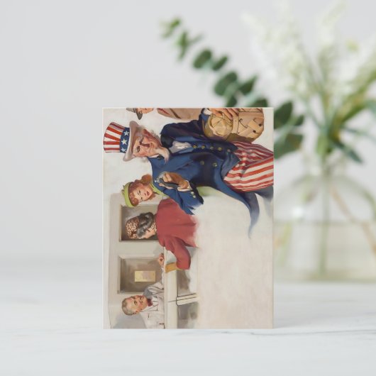 Elvgren Uncle Sam Feiertagskarte (Stehend Vorderseite)