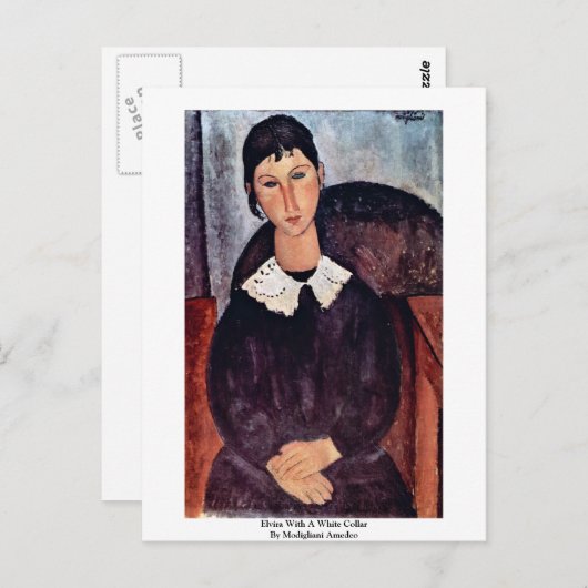 Elvira mit weißem Collar von Modigliani Amedeo Postkarte (Vorne/Hinten)