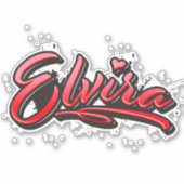 Elvira red Heart Graffiti Aufkleber Sticker (Vorderseite)