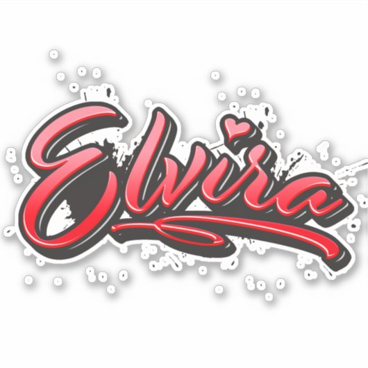 Elvira red Heart Graffiti Aufkleber Sticker (Vorderseite)