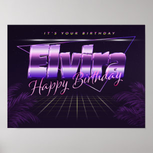 Elvira Vorname lila Retro Poster Geburtstag
