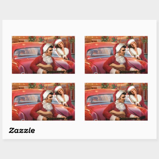 Elvis and Marilyn Christmas Rechteckiger Aufkleber (Blatt)