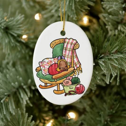 Elvis auf dem Schaukelstuhl Keramik Ornament (Baum)