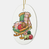 Elvis auf dem Schaukelstuhl Keramik Ornament (Links)