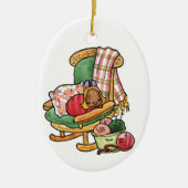 Elvis auf dem Schaukelstuhl Keramik Ornament (Vorne)