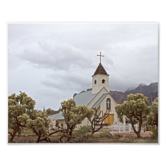 Elvis Kirche an der Superstition Berge. Fotodruck (Vorne)