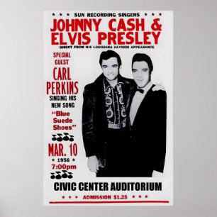 Elvis Presley, Johnny Cash, Carl Perkins 1950er Ja Poster