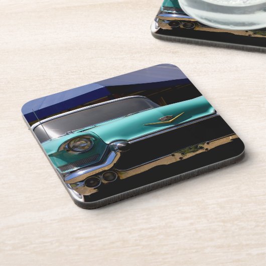 Elvis Presleys grüner Cadillac-Konvertible in Getränkeuntersetzer (Linke Seite)