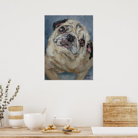 Elvis Puggy Portrait Poster von Nancy Medina (Küche)