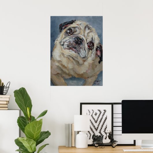 Elvis Puggy Portrait Poster von Nancy Medina (Heimbüro)