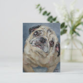 Elvis Puggy Portrait von Nancy Medina Postkarte (Stehend Vorderseite)