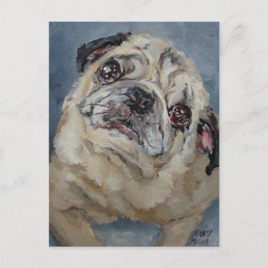Elvis Puggy Portrait von Nancy Medina Postkarte (Vorderseite)