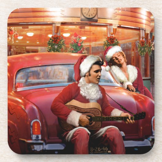 Elvis- und Marilyn-Weihnachten Untersetzer (Vorderseite)