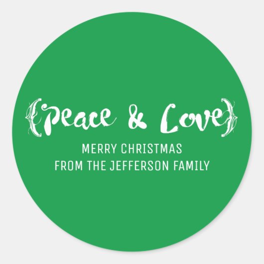 Elvory Elegante Sketched Peace & Liebe Holiday Runder Aufkleber (Vorderseite)