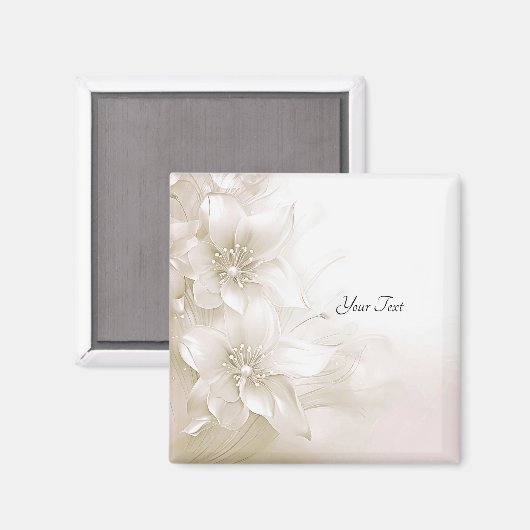 Elvory White Blume Magnet (Vorderseite/Rückseite)