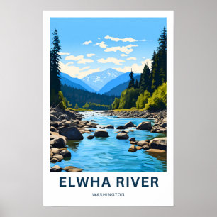 Elwha River Washington Travel Print Poster
