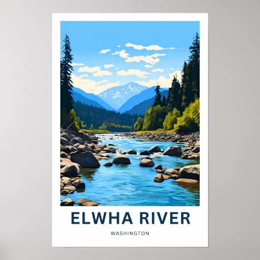 Elwha River Washington Travel Print Poster (Vorne)