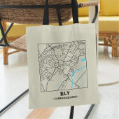Ely, Cambridgeshire City Map Tote Bag Tragetasche