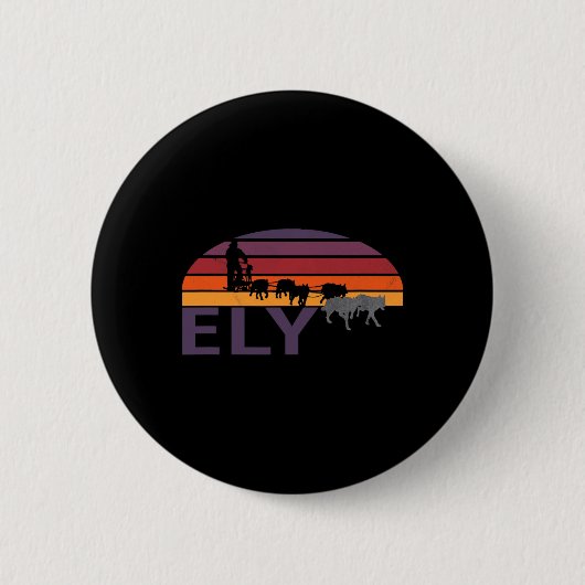 Ely Dog Sledding Minnesota Mushing Sleigh Skijorn Button (Vorderseite)