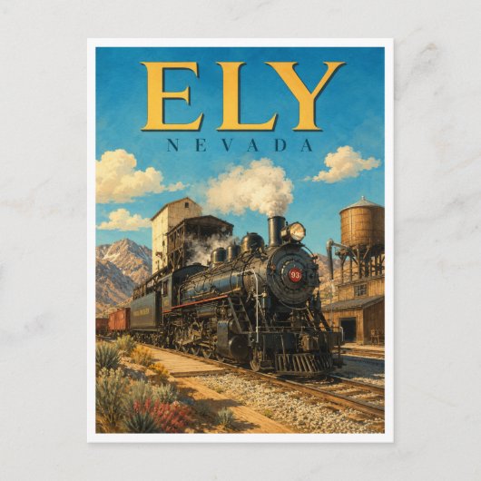 Ely Nevada Dampf-Eisenbahn GeoSaga Postkarte (Vorderseite)