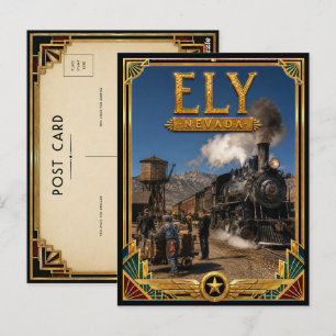 Ely Nevada Vintage Art Deco Golden Age Postkarte