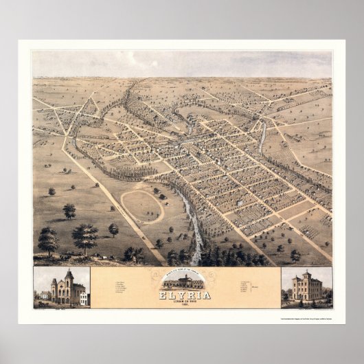 Elyria, OH Panorama Karte - 1868 Poster (Vorne)