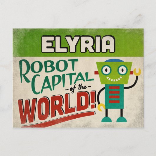 Elyria Ohio Roboter - Lustiges Vintage Postkarte (Vorderseite)