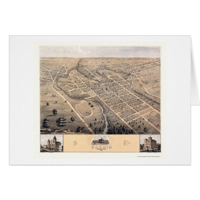Elyria, panoramische Karte OH- - 1868 (Vorderseite (Horizontal))