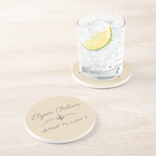 Élysée Palace Latitude Longitude Getränkeuntersetzer (Seite)