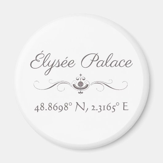 Élysée Palace Latitude Longitude Magnet (Vorne)