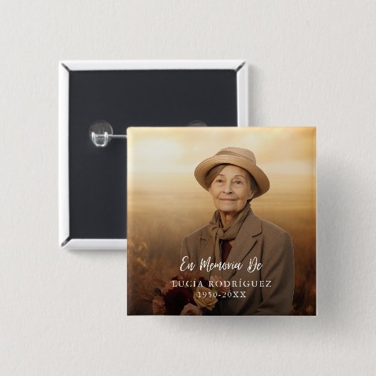 Em Memoria de Spanish Funerty Tribute Button (Vorne & Hinten)