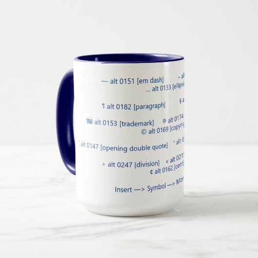 EM-Schlagsymbolcodes und -mehr Tasse (Vorderseite Links)