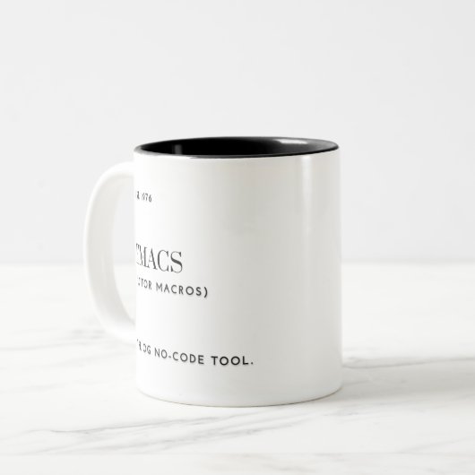 Emacs - Das OG-No-Code-Tool Zweifarbige Tasse (Vorderseite Links)