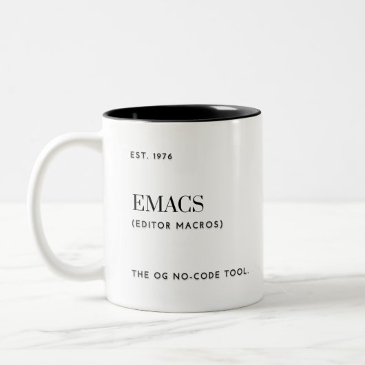 Emacs - Das OG-No-Code-Tool Zweifarbige Tasse (Links)