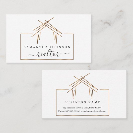 Emaillogos für Anwesen-Agent mit goldfarbenem Haus Visitenkarte (Vorne/Hinten)