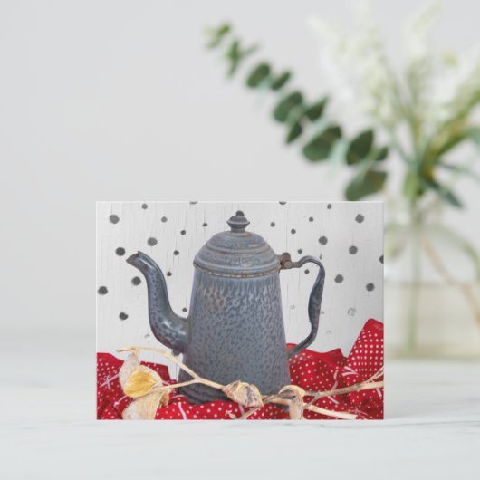 Emailware aus altem Granit Kaffeekanne Postkarte (Stehend Vorderseite)