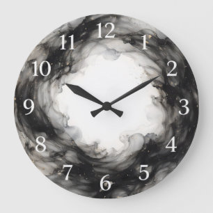 Emanation — Flüssige Tuschwaschung Große Wanduhr