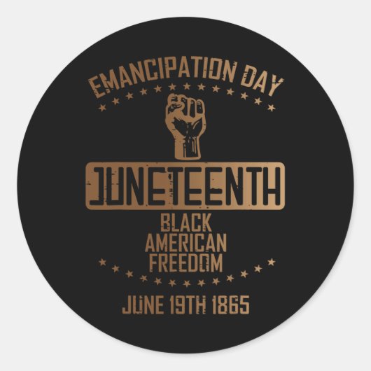 Emanzipation 19. Juni 1865 Männer Wo Runder Aufkleber (Vorderseite)