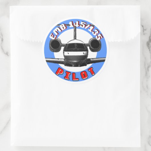 EMB-145-Pilot Runder Aufkleber (Tasche)