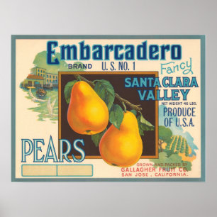 Embarcadero Birnen Kratetikett Poster
