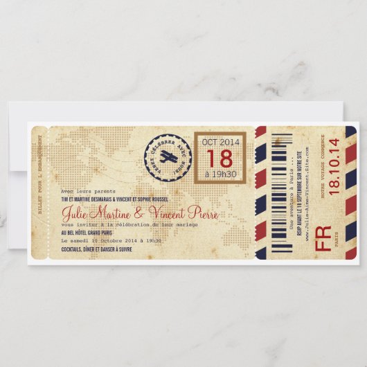 Embarquement Avion invitation de billet de Einladung (Vorderseite)