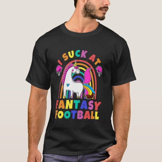 Embarrierefrei Fantasy Football Rainbow Unicorn Ge T-Shirt (Vorderseite)