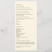 Embassy Ecru Creme Floral Wedding Program Card Programm (Rückseite)