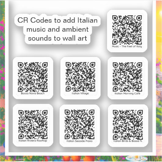 Embed Italian Music & Sounds QR Code Stickers Aufkleber (Vorderseite)
